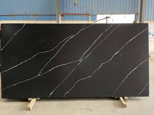 White Vein Calacatta Quartz Stone Black Marble Slab Counter Top Blat na blat kuchenny